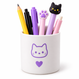 Taza Portalápices Gatito Lila