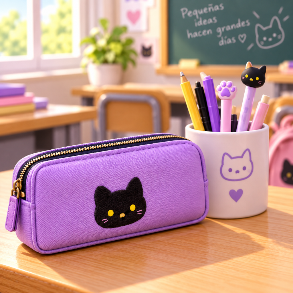 Kits de productos - Kit Gatito Lila – Lapicera + Taza Portalápice…